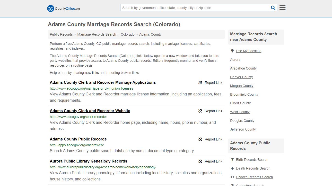 Adams County Marriage Records Search (Colorado) - County Office