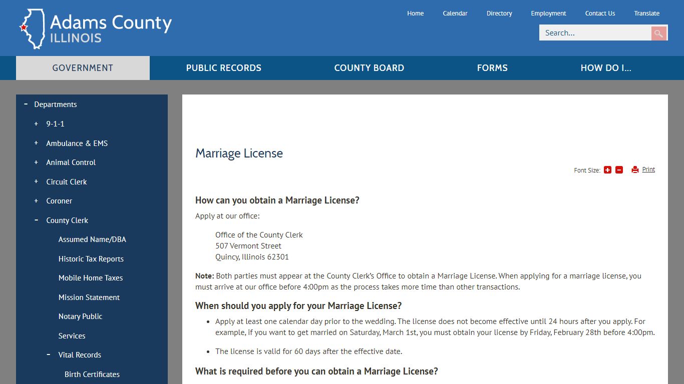 Marriage License | Adams County, IL