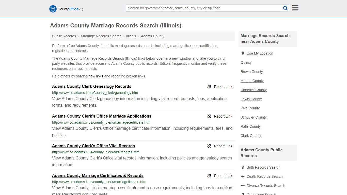Adams County Marriage Records Search (Illinois) - County Office